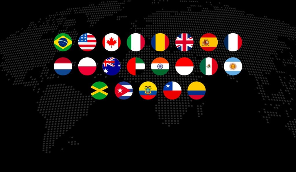 Mapa mundial com presença em mais de 20 países